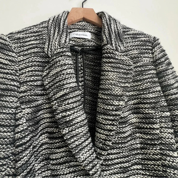 Calvin Klein Womens Black/White Tweed Knit Blazer Button NWT Textured Boucle 14 - Picture 7 of 16